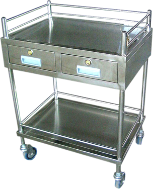 Stainless Steel Trolley Double - 2 Drawer
